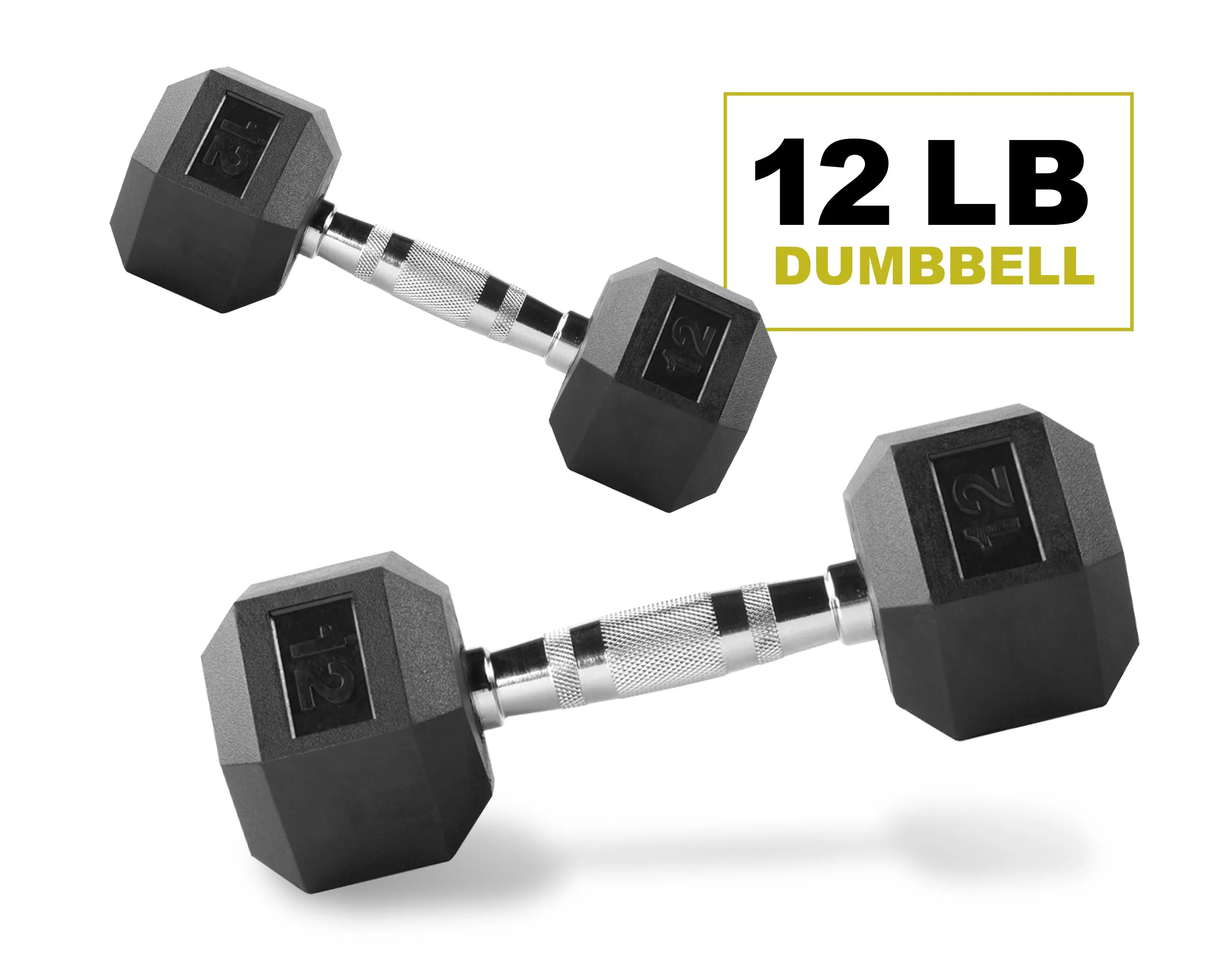 PRCTZ Rubber Encased Hex Dumbbell, Pair, 5-40lb