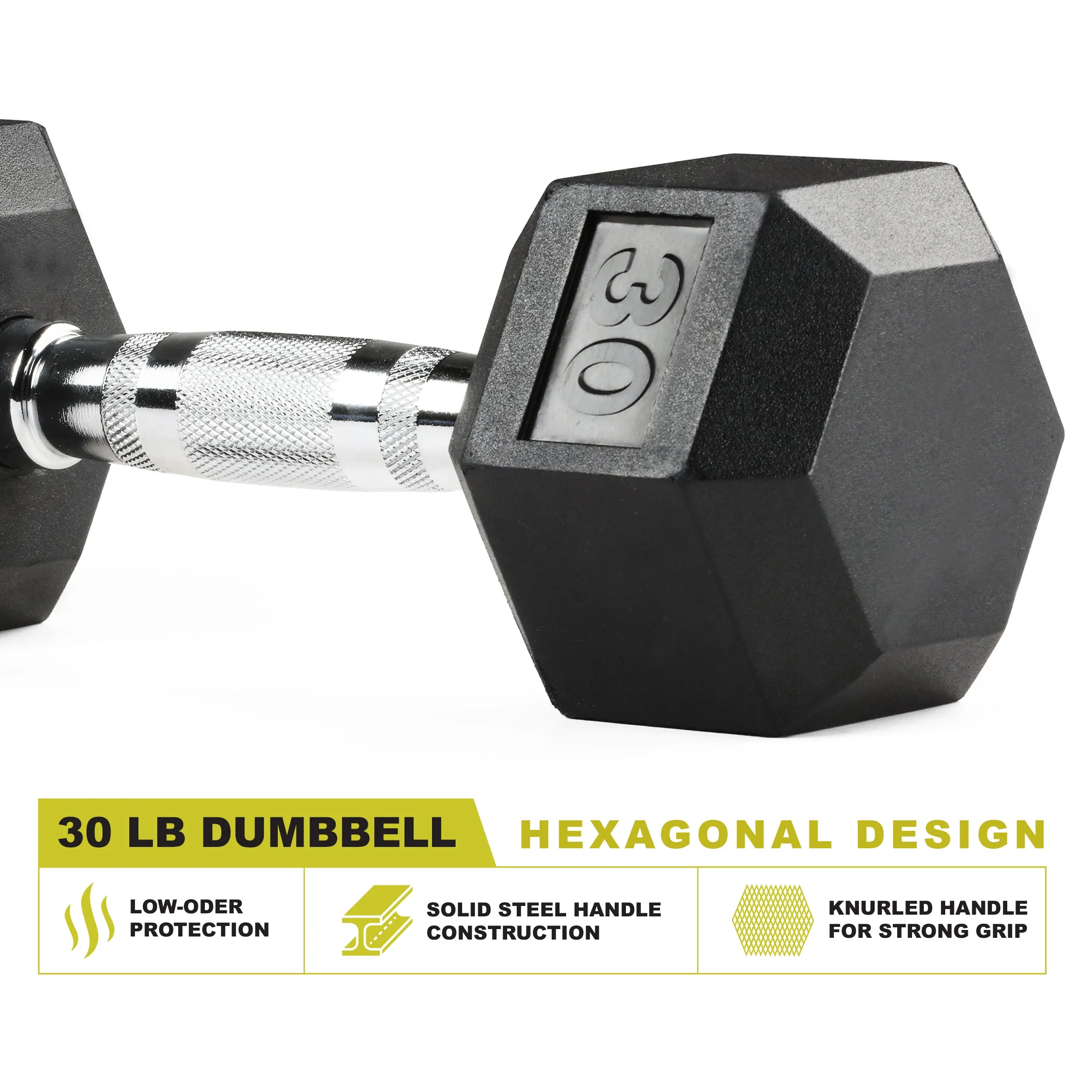 PRCTZ Rubber Encased Hex Dumbbell, Pair, 5-40lb