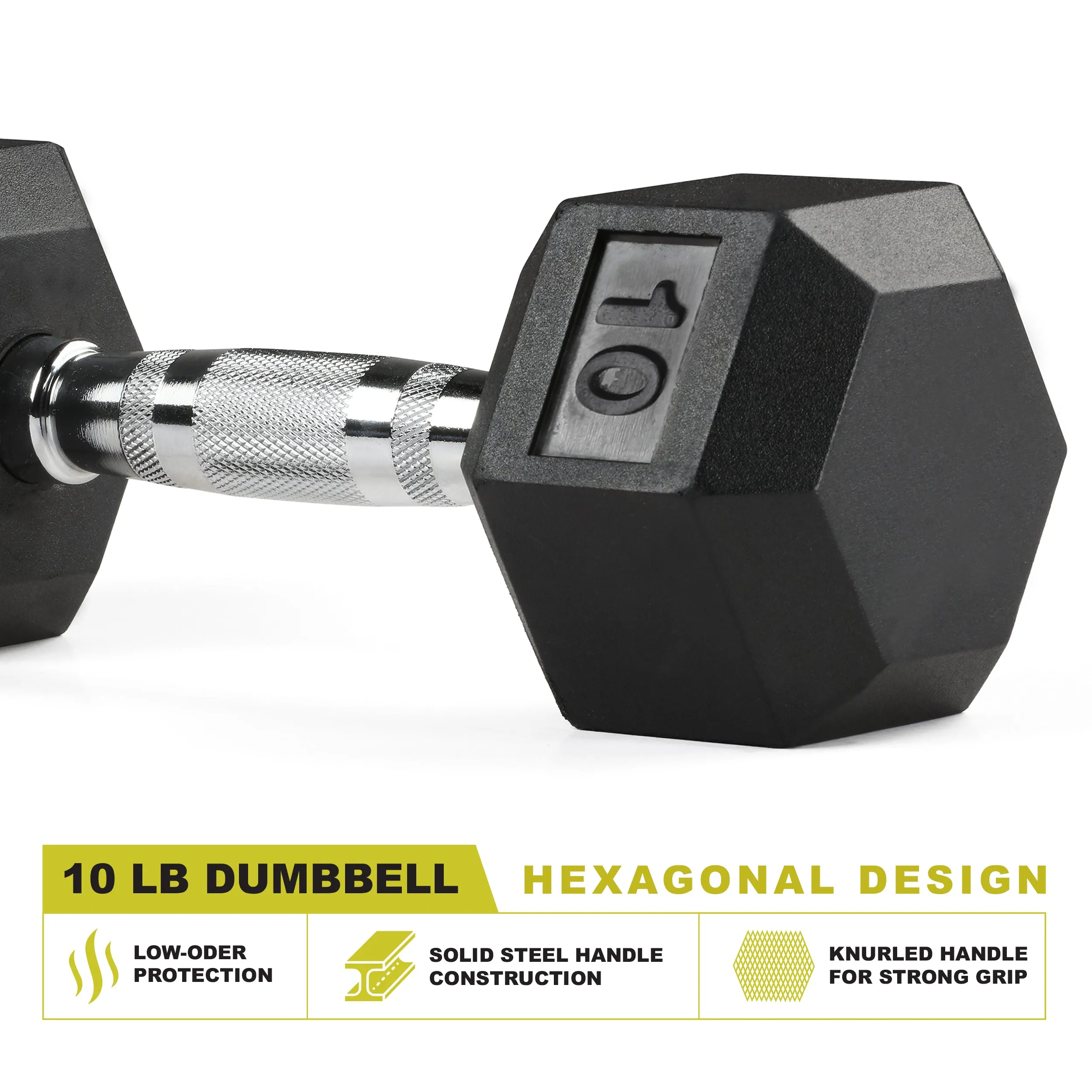 PRCTZ Rubber Encased Hex Dumbbell, Pair, 5-40lb