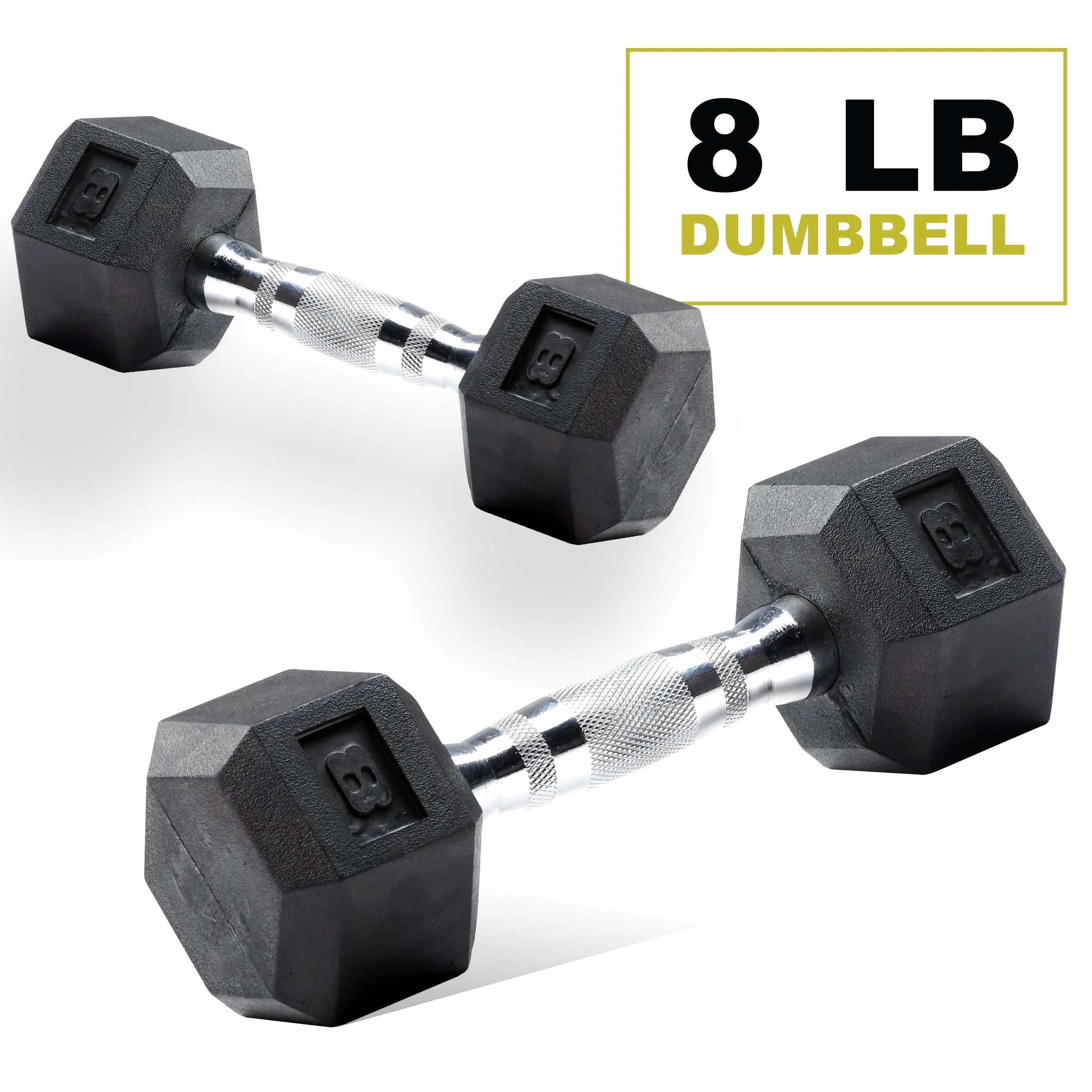 PRCTZ Rubber Encased Hex Dumbbell, Pair, 5-40lb