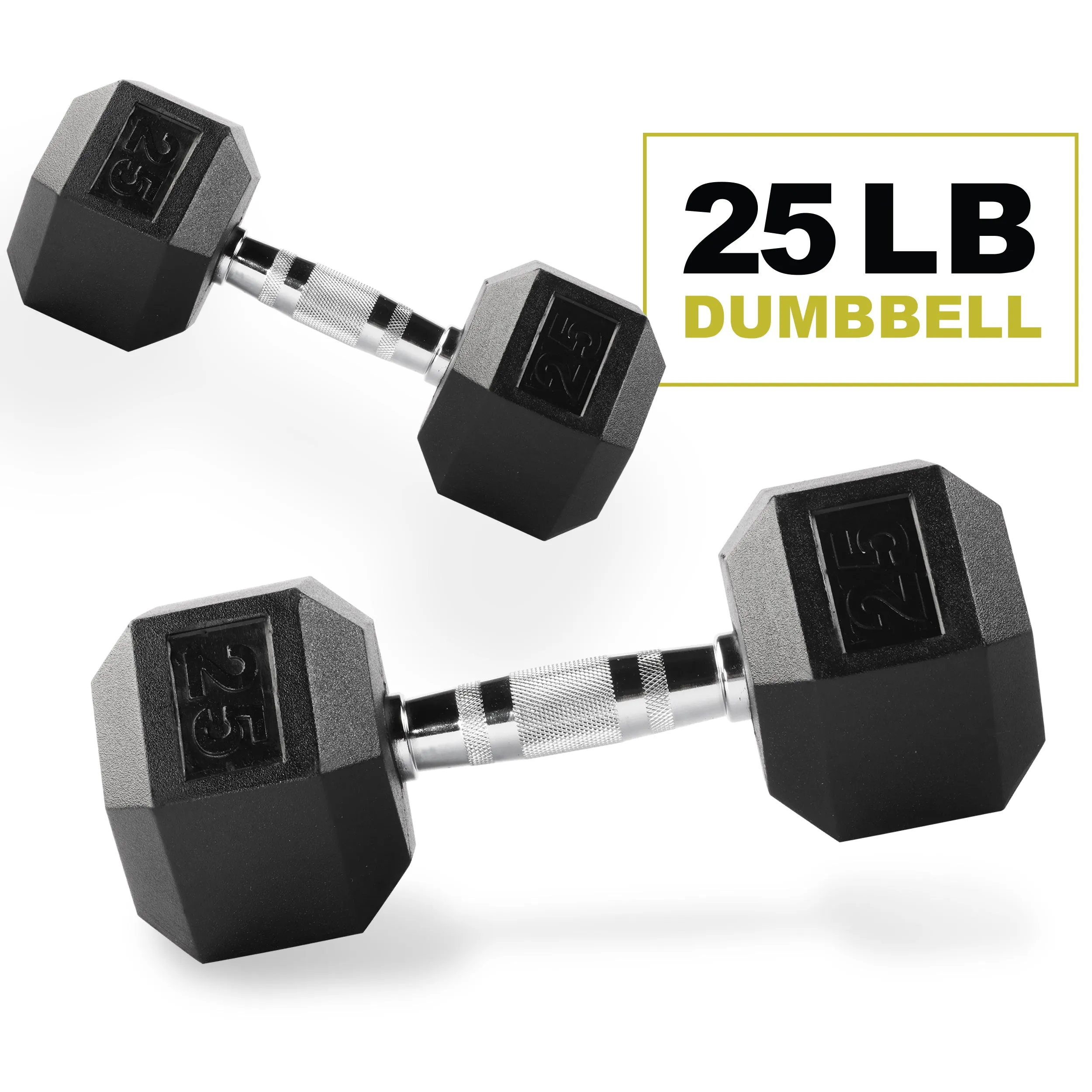 PRCTZ Rubber Encased Hex Dumbbell, Pair, 5-40lb