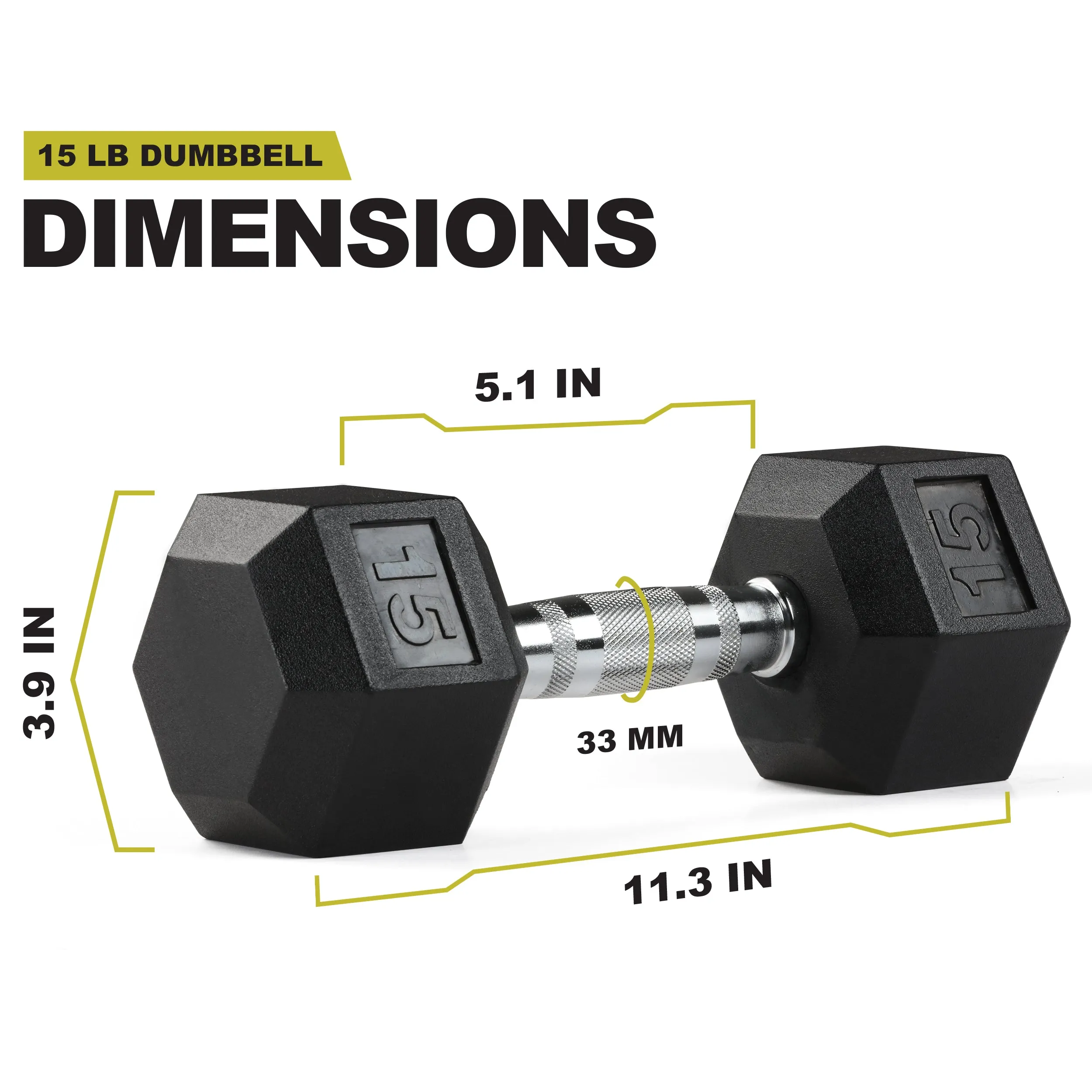 PRCTZ Rubber Encased Hex Dumbbell, Pair, 5-40lb