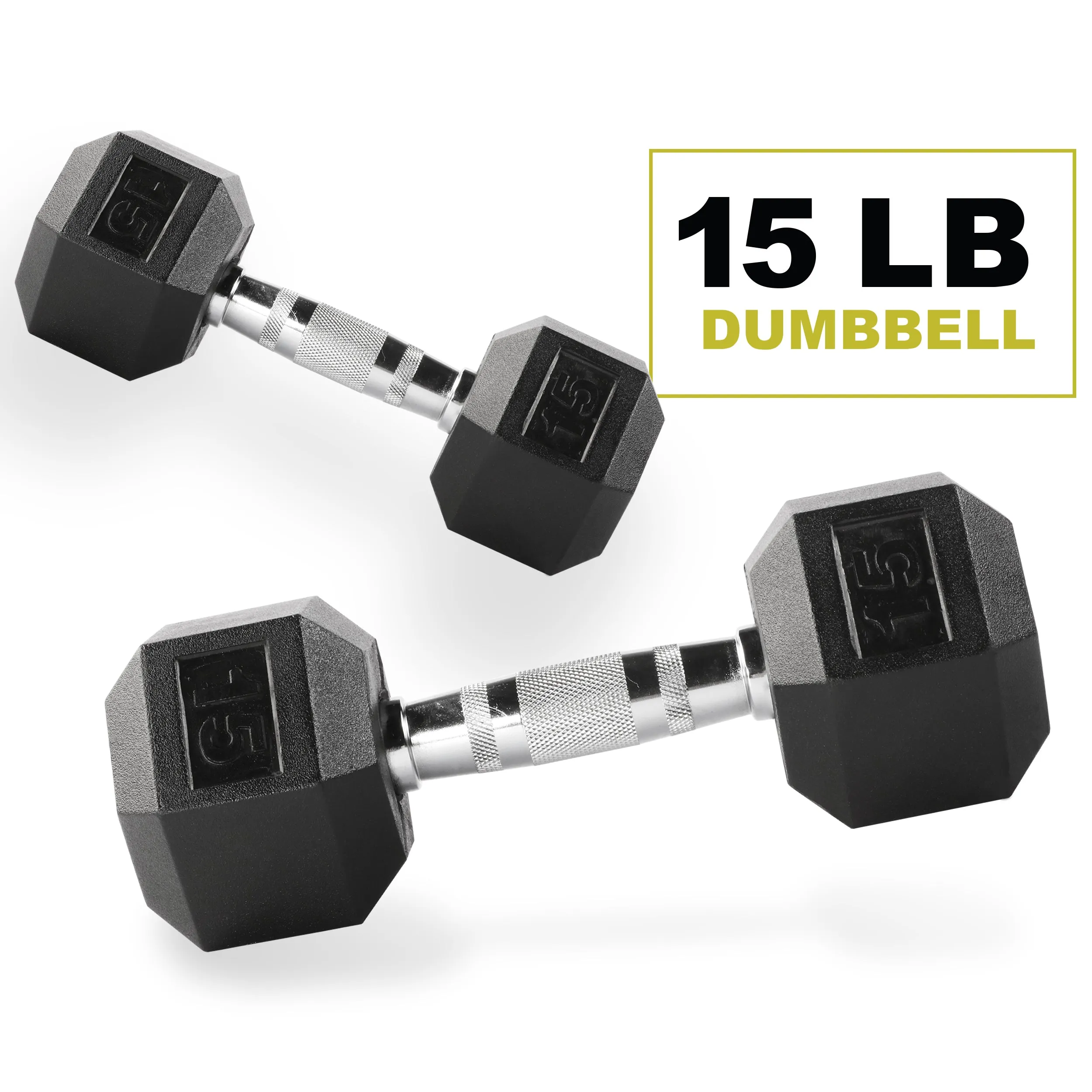 PRCTZ Rubber Encased Hex Dumbbell, Pair, 5-40lb