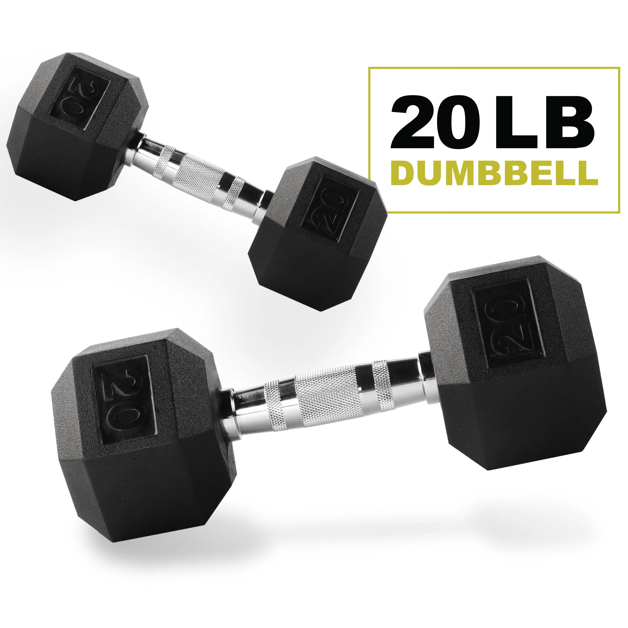 PRCTZ Rubber Encased Hex Dumbbell, Pair, 5-40lb