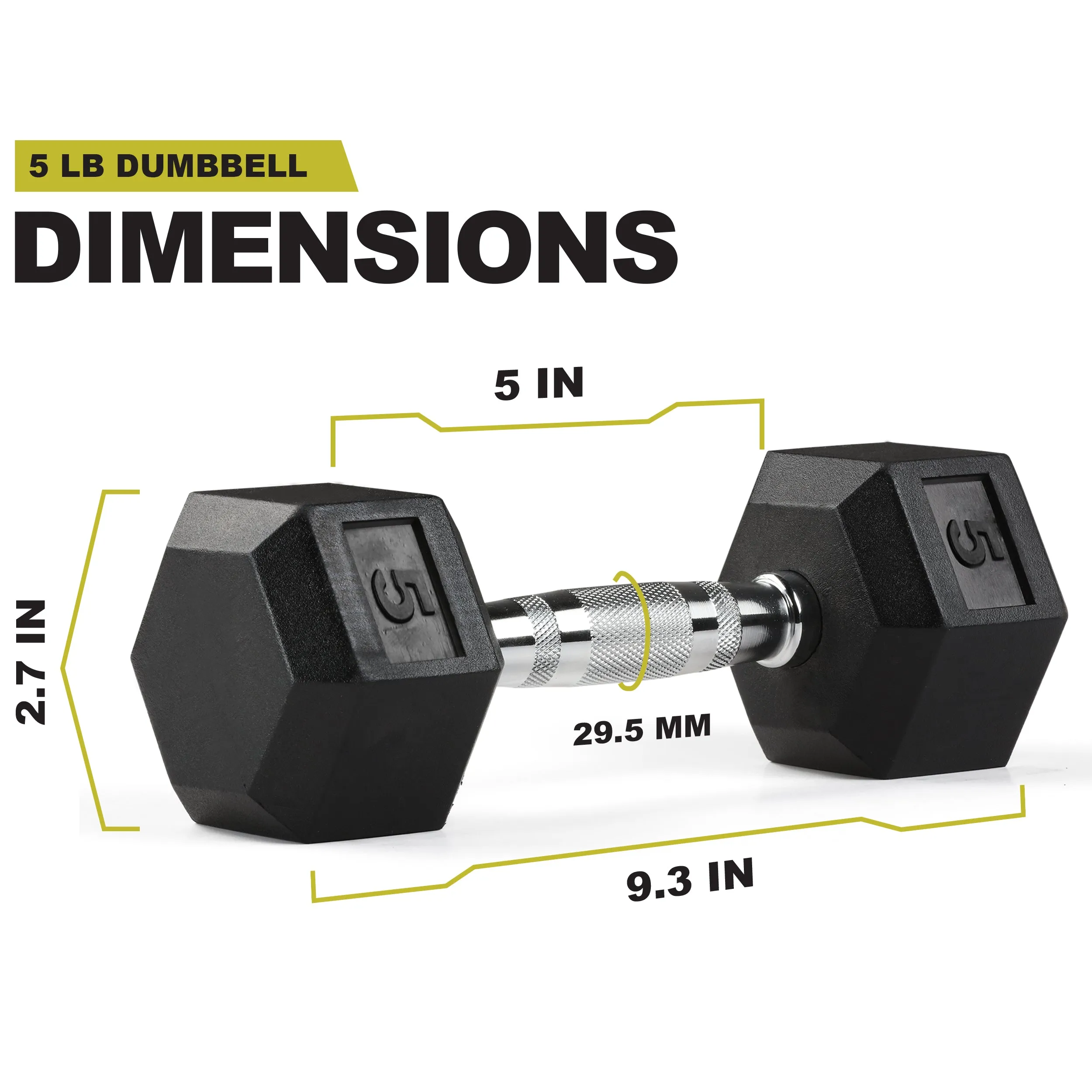 PRCTZ Rubber Encased Hex Dumbbell, Pair, 5-40lb