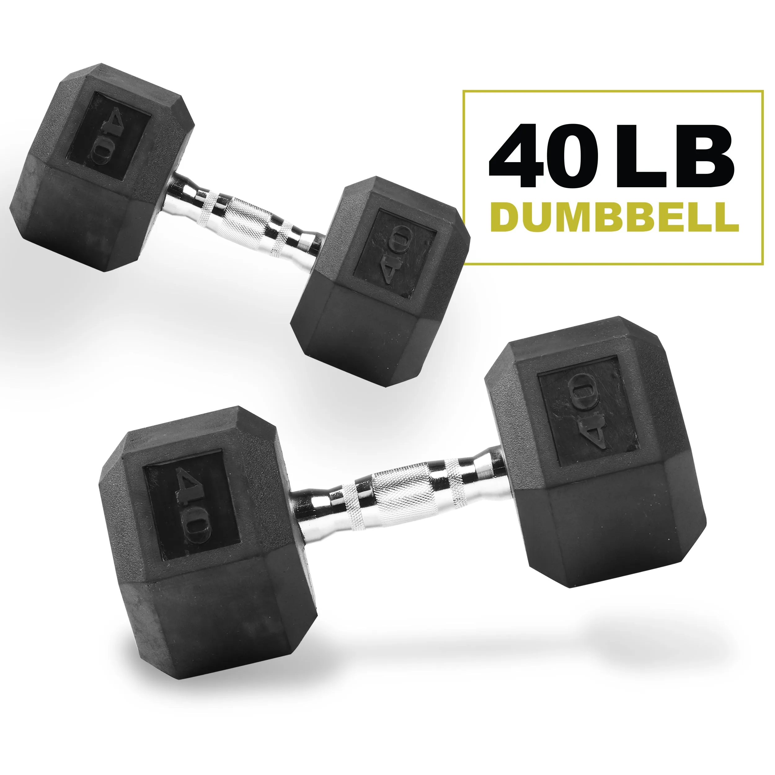 PRCTZ Rubber Encased Hex Dumbbell, Pair, 5-40lb