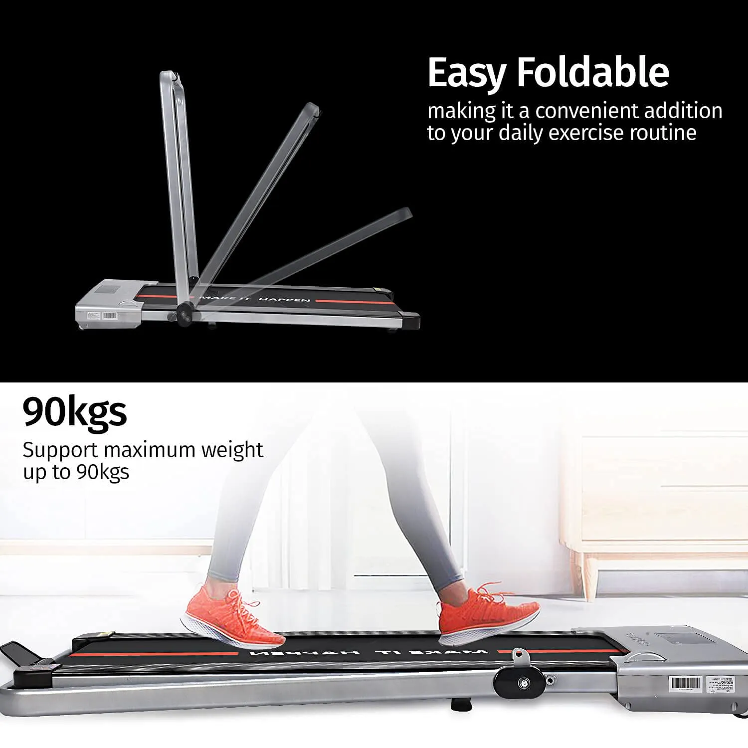 "Walking Pad | Maxpro WALK (PTM X1) Walking Pad Treadmill | Ultra Slim Smart Fold Running machine for home gym Under Desk | Remote controlled | User Weight 90kg | Speed 1 to 8 | Treadmill for home"