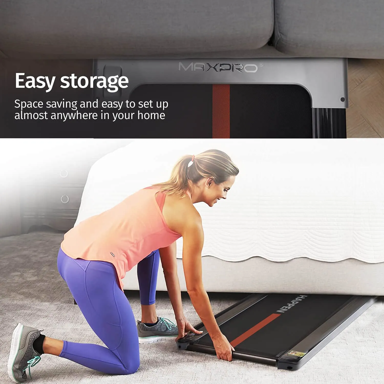 "Walking Pad | Maxpro WALK (PTM X1) Walking Pad Treadmill | Ultra Slim Smart Fold Running machine for home gym Under Desk | Remote controlled | User Weight 90kg | Speed 1 to 8 | Treadmill for home"