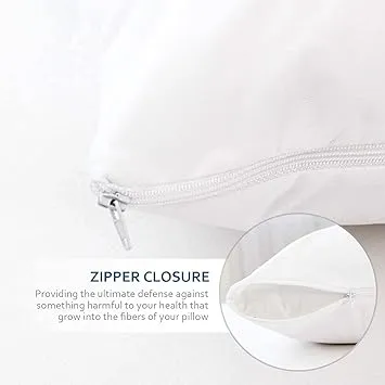 Standard Waterproof Pillow Protectors (Set of 2, Size: 50x75 cm, White)