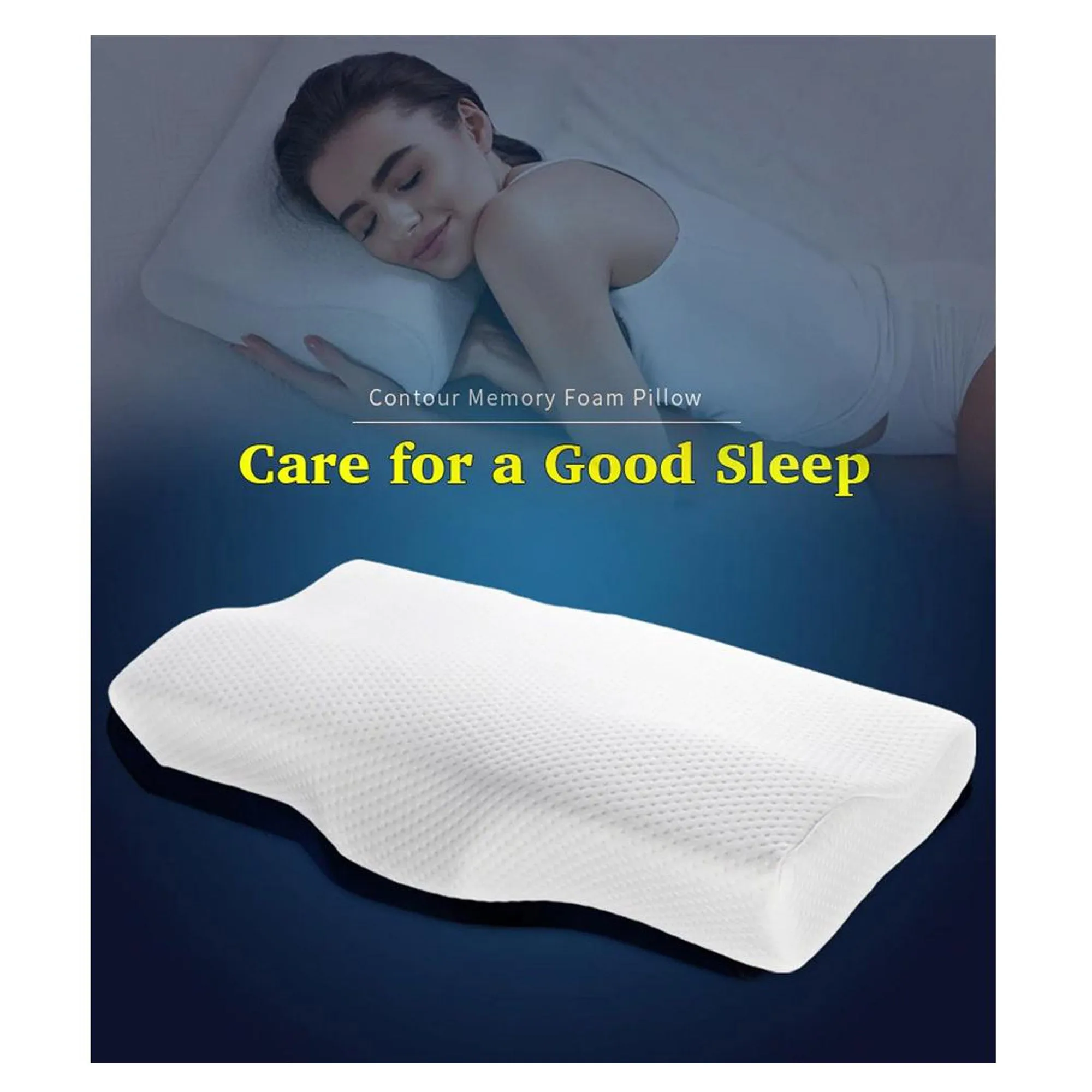 Tomcarry Memory Foam Contoured Shape Breathable Neck Support Pillow - CP79501