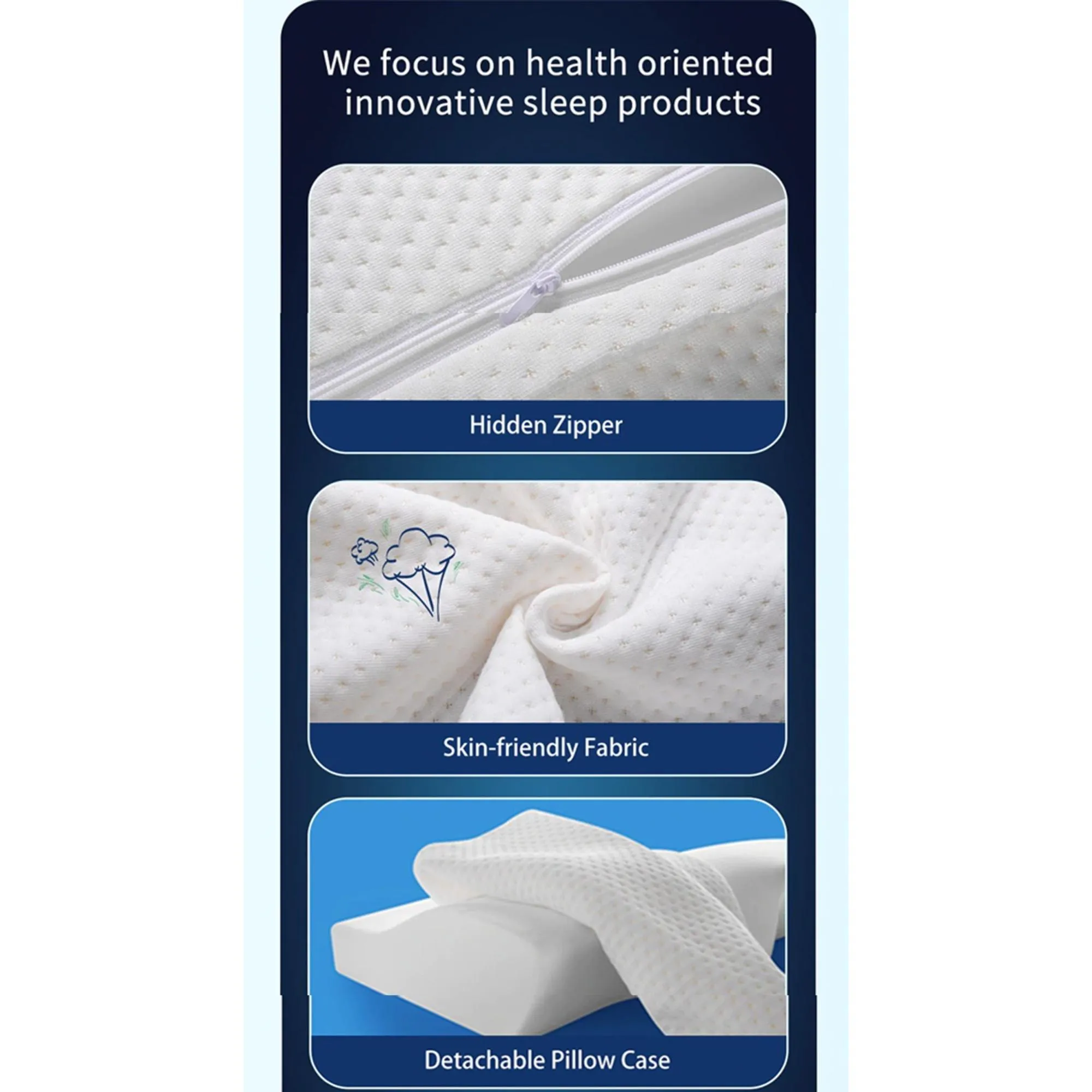 Tomcarry Memory Foam Contoured Shape Breathable Neck Support Pillow - CP79501