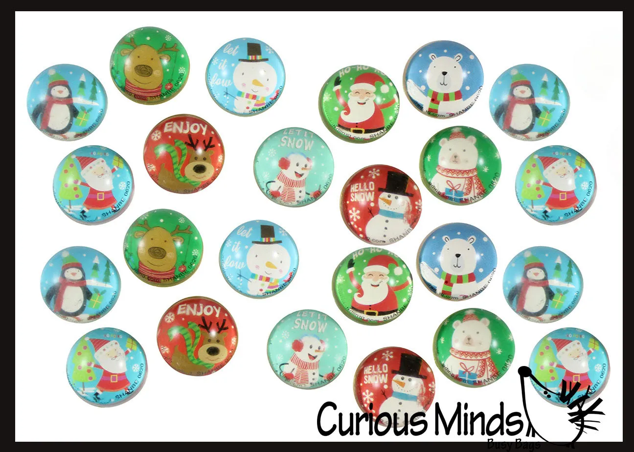 Winter Holiday Themed Bouncy Balls - Cold Snow Christmas Bouncing Ball Party Favor Novelty Toy