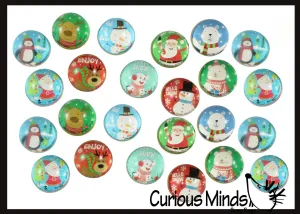 Winter Holiday Themed Bouncy Balls - Cold Snow Christmas Bouncing Ball Party Favor Novelty Toy