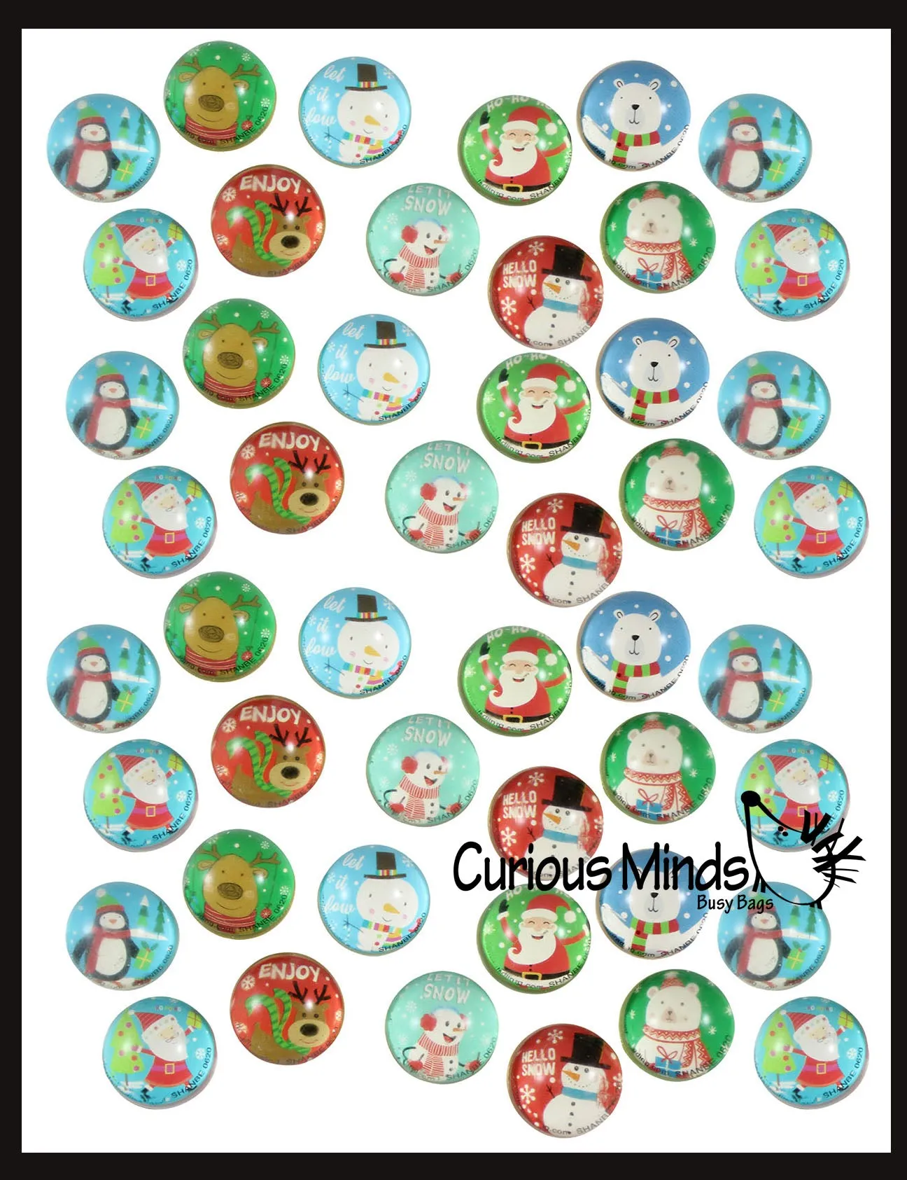 Winter Holiday Themed Bouncy Balls - Cold Snow Christmas Bouncing Ball Party Favor Novelty Toy