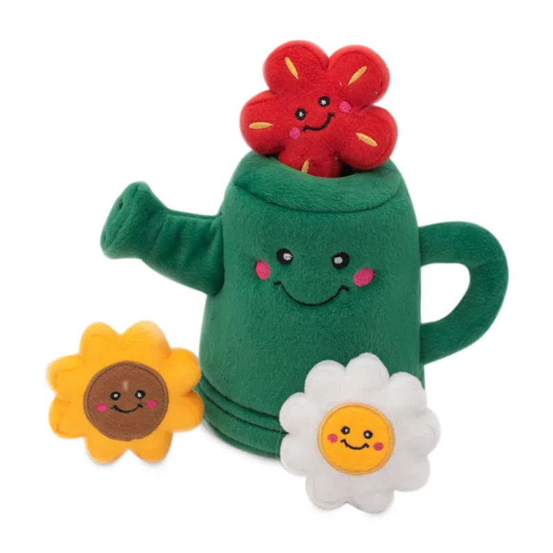 ZippyPaws Burrow Watering Can and Flowers Dog Toy
