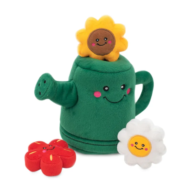 ZippyPaws Burrow Watering Can and Flowers Dog Toy